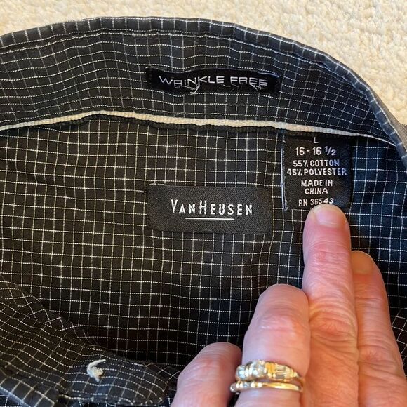 Van Heusen Men's Black Short Sleeve Button Down Size L - Picture 6 of 8
